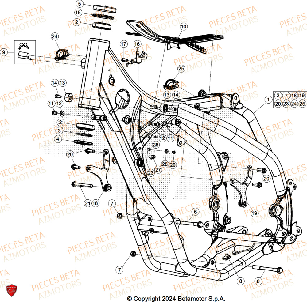 Chassis AZMOTORS Pieces BETA ENDURO RR 390 4T X-PRO/EURO5+ - (2025)