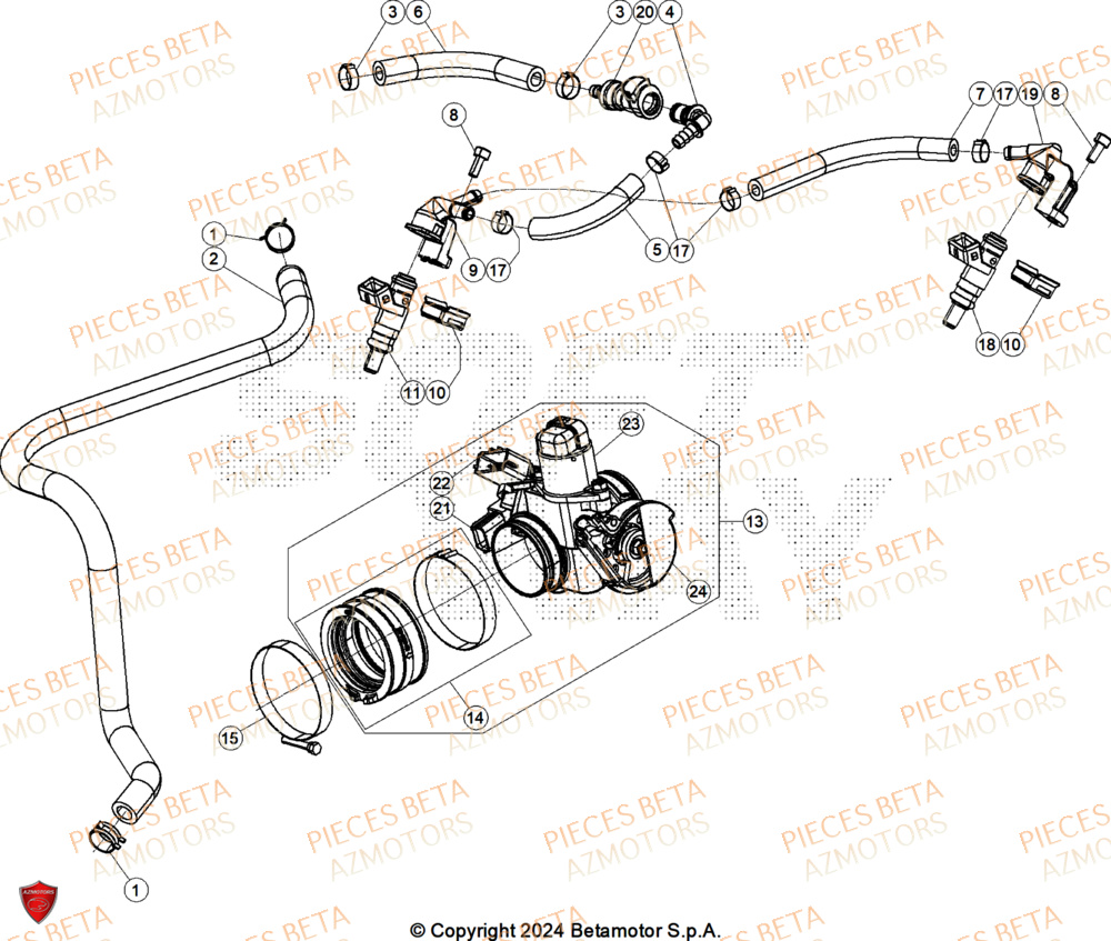 Injection AZMOTORS Pieces BETA ENDURO RR 390 4T X-PRO/EURO5+ - (2025)