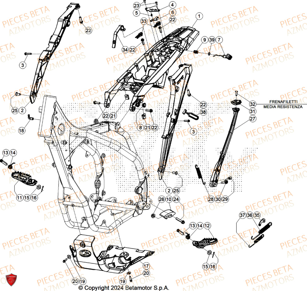 Accessoires Du Chassis AZMOTORS Pieces BETA ENDURO RR 430 4T RACE/EURO 5+ - (2025)
