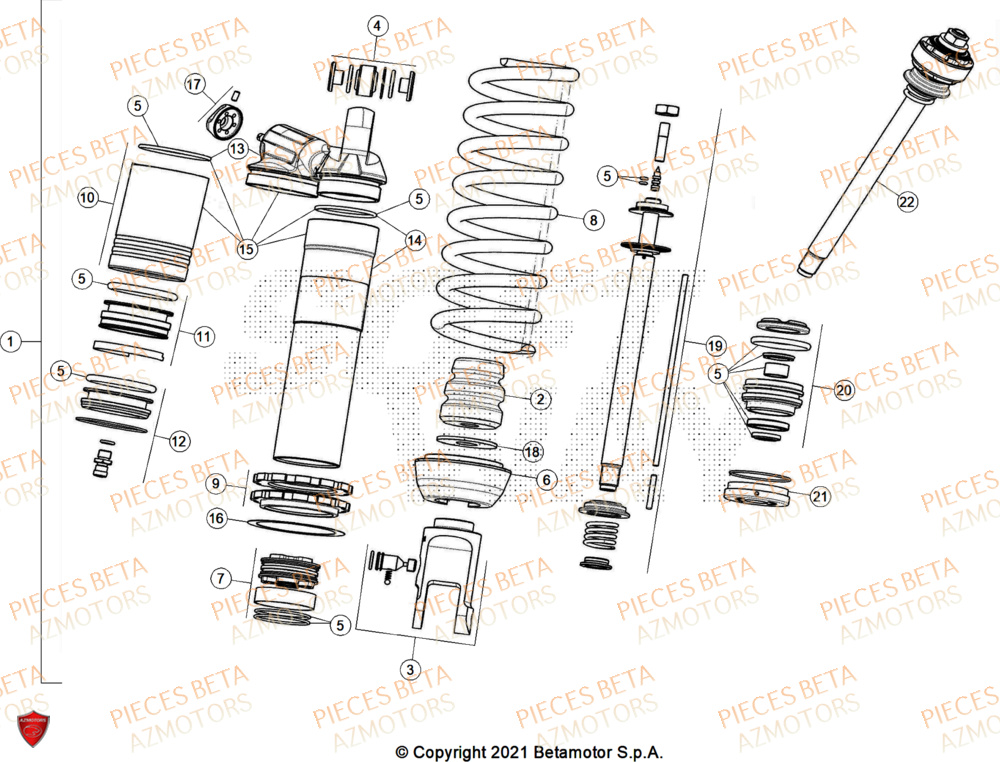 Amortisseur AZMOTORS Pieces BETA ENDURO RR 430 4T X-PRO/EURO5+ - (2025)