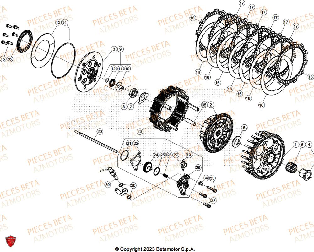 Embrayage AZMOTORS Pieces BETA ENDURO RR 430 4T X-PRO/EURO5+ - (2025)