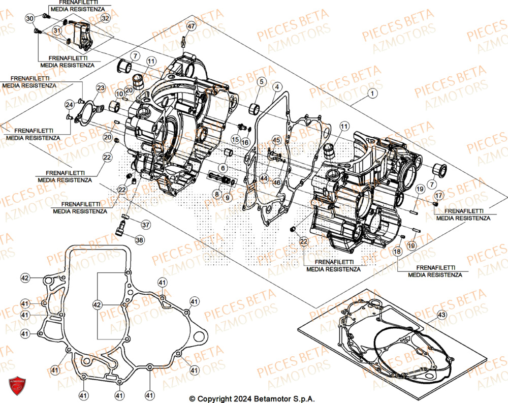 Carter AZMOTORS Pieces BETA ENDURO RR 480 4T RACE/EURO 5+ - (2025)
