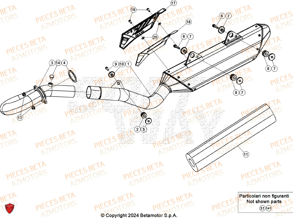 Echappement AZMOTORS Pieces BETA ENDURO RR 480 4T RACE/EURO 5+ - (2025)
