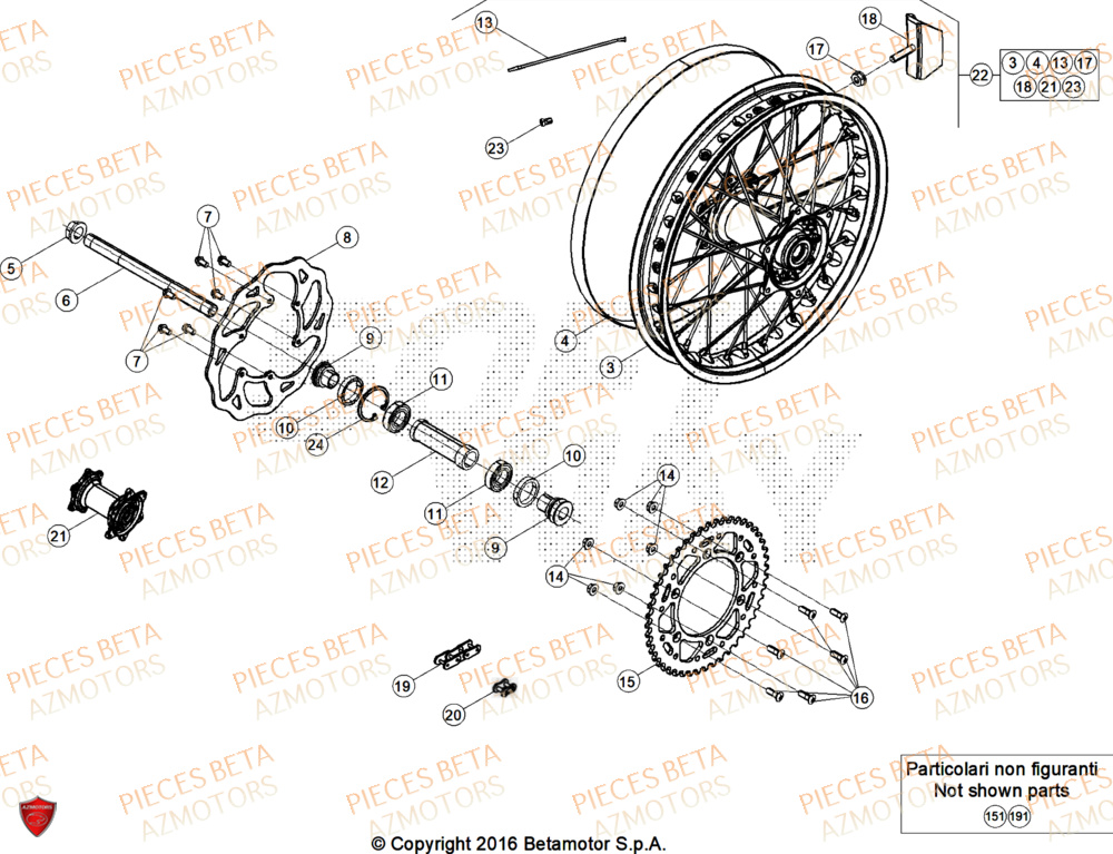 Roue Arriere AZMOTORS Pieces BETA ENDURO RR 480 4T RACE/EURO 5+ - (2025)
