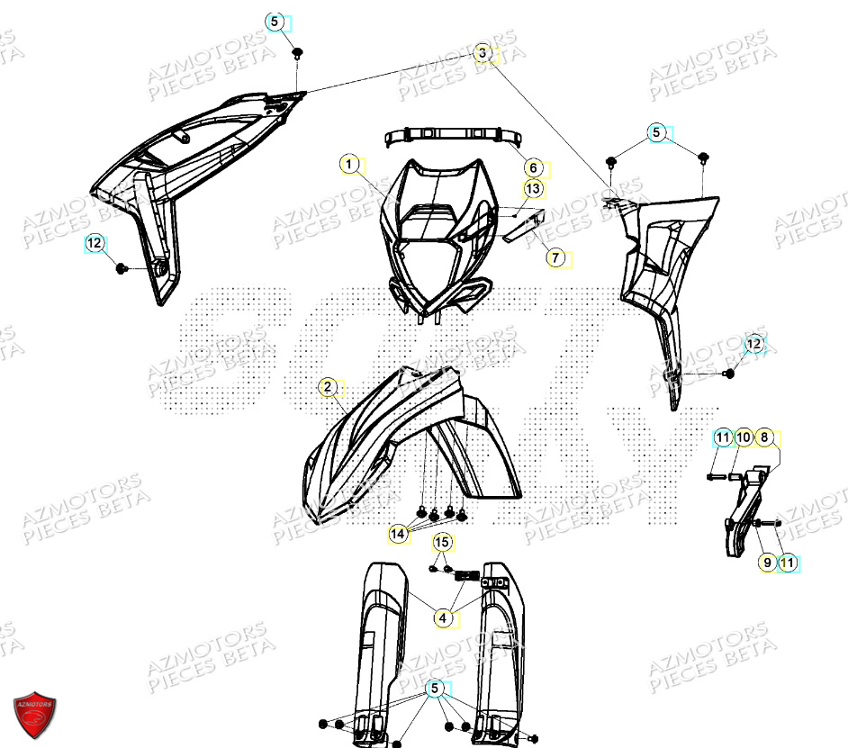Carenages Avant AZMOTORS PiÃ¨ces Beta RR 125 2T - 2024