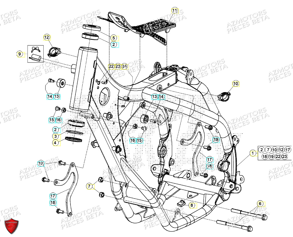 Chassis AZMOTORS PiÃ¨ces Beta RR 125 2T - 2024