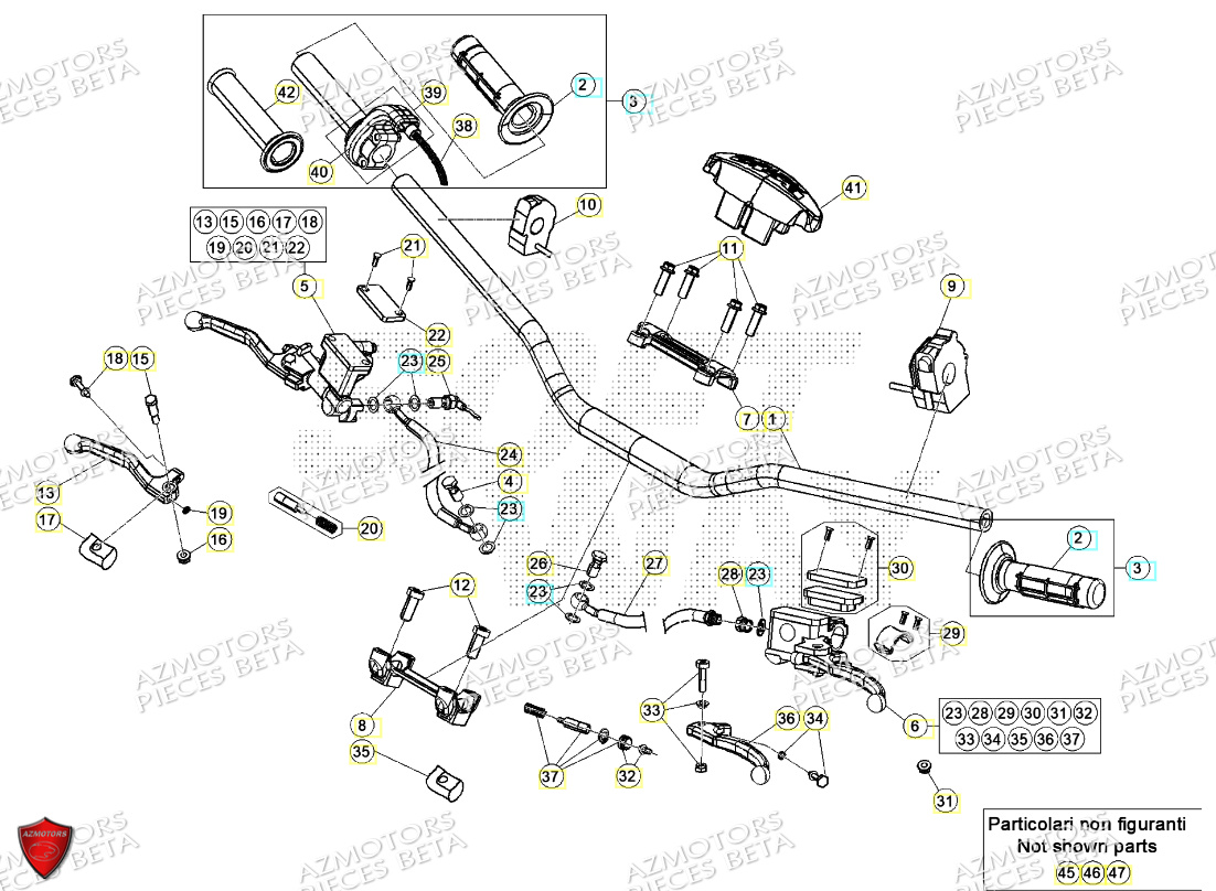 Commandes Guidon AZMOTORS PiÃ¨ces Beta RR 125 2T - 2024