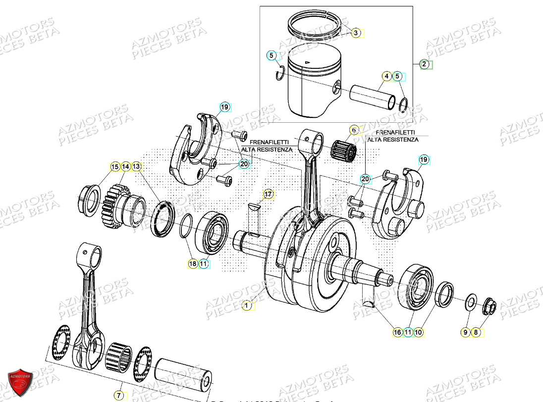 Vilebrequin Piston Contre Arbre AZMOTORS PiÃ¨ces Beta RR 125 2T - 2024