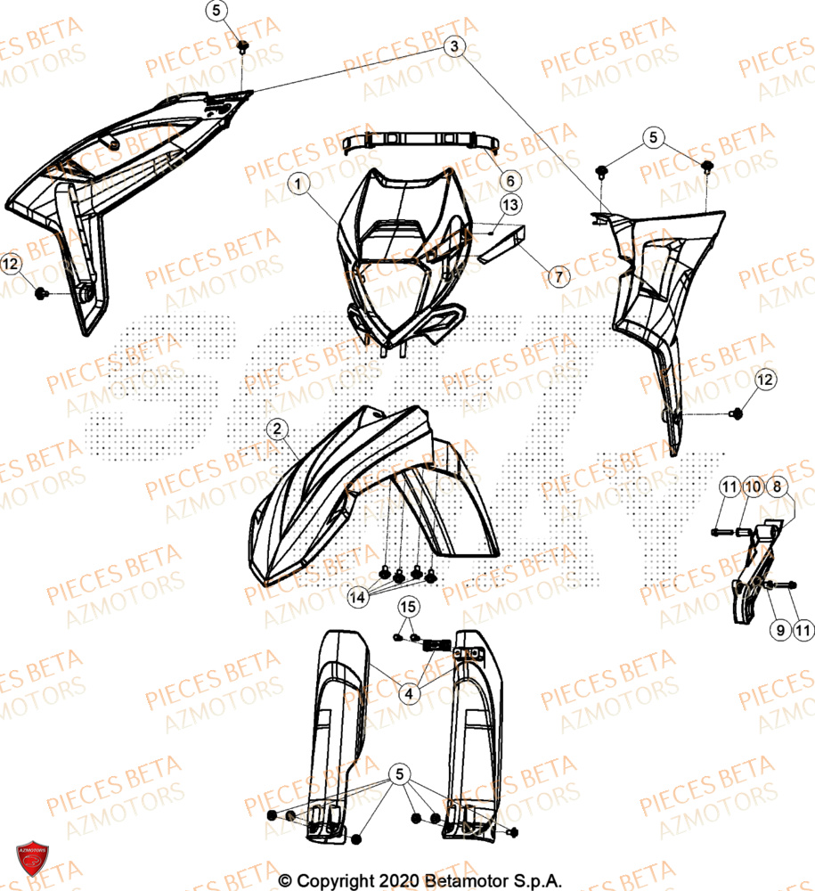 Carenages Avant AZMOTORS Pieces BETA ENDURO RR 300 2T - (2024)