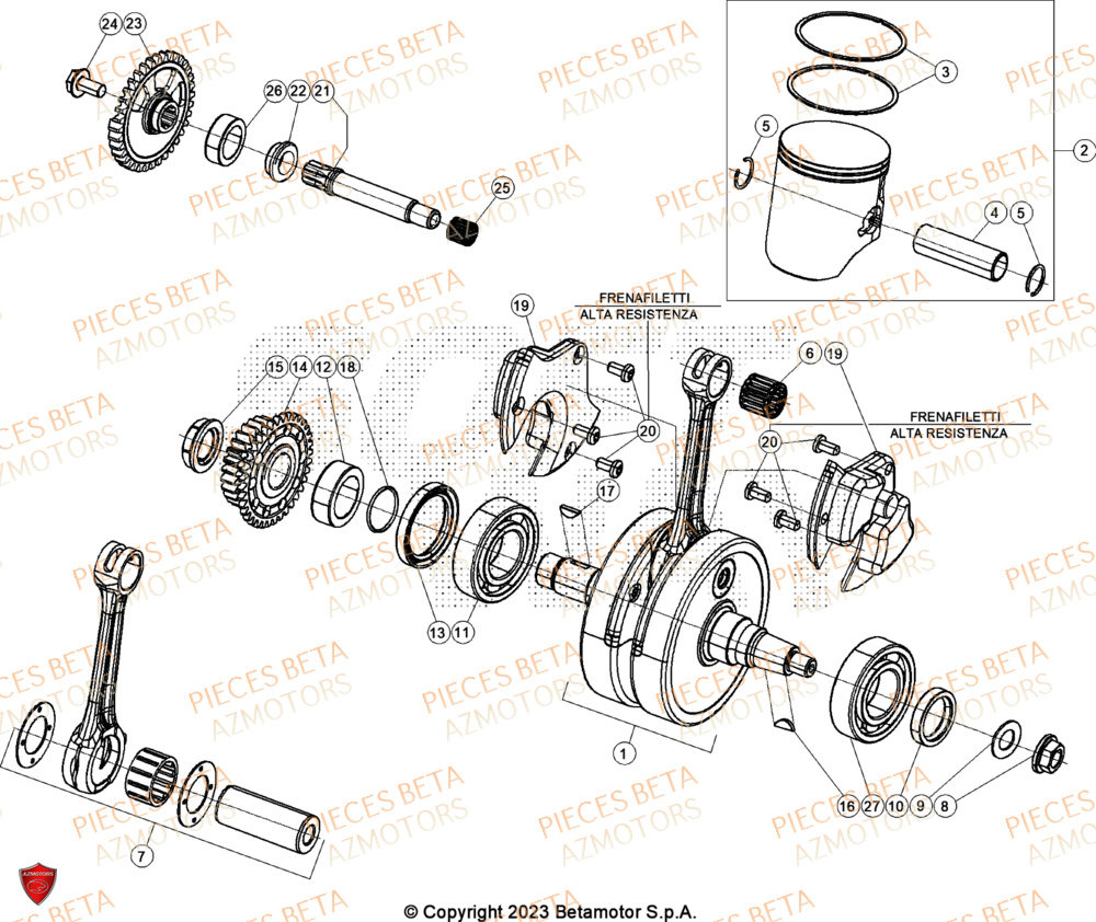 Vilbrequin Piston Contre Arbre AZMOTORS Pieces BETA ENDURO RR 300 2T - (2024)