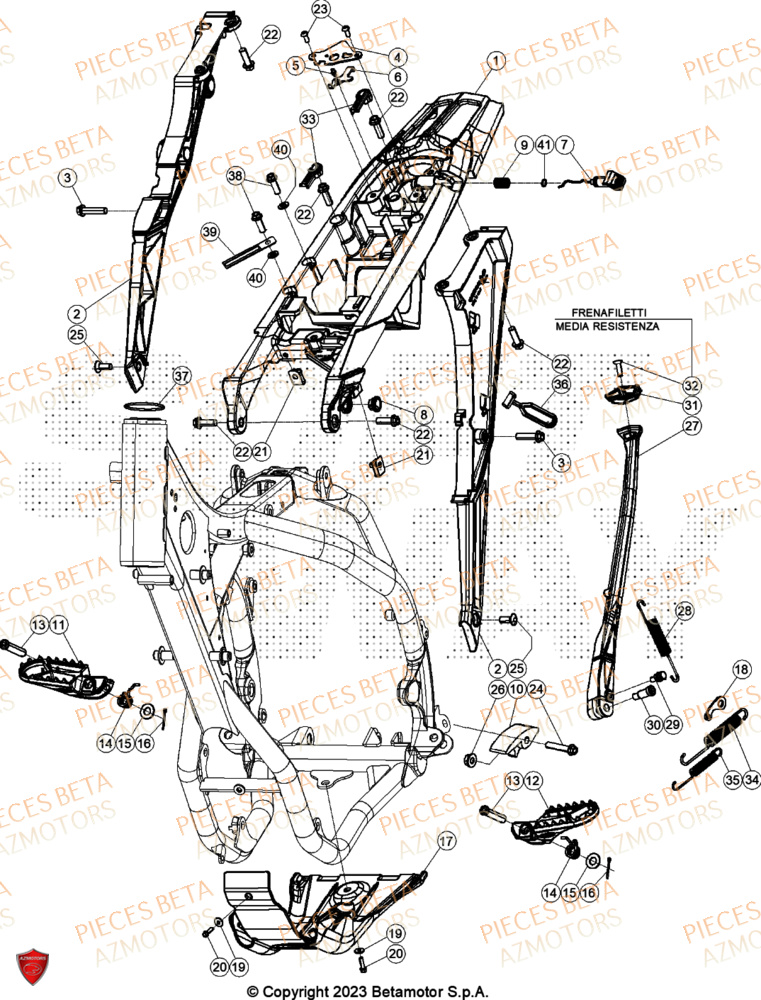 Accessoires De Chassis AZMOTORS Pieces BETA ENDURO RR 300 2T RACING - (2024)