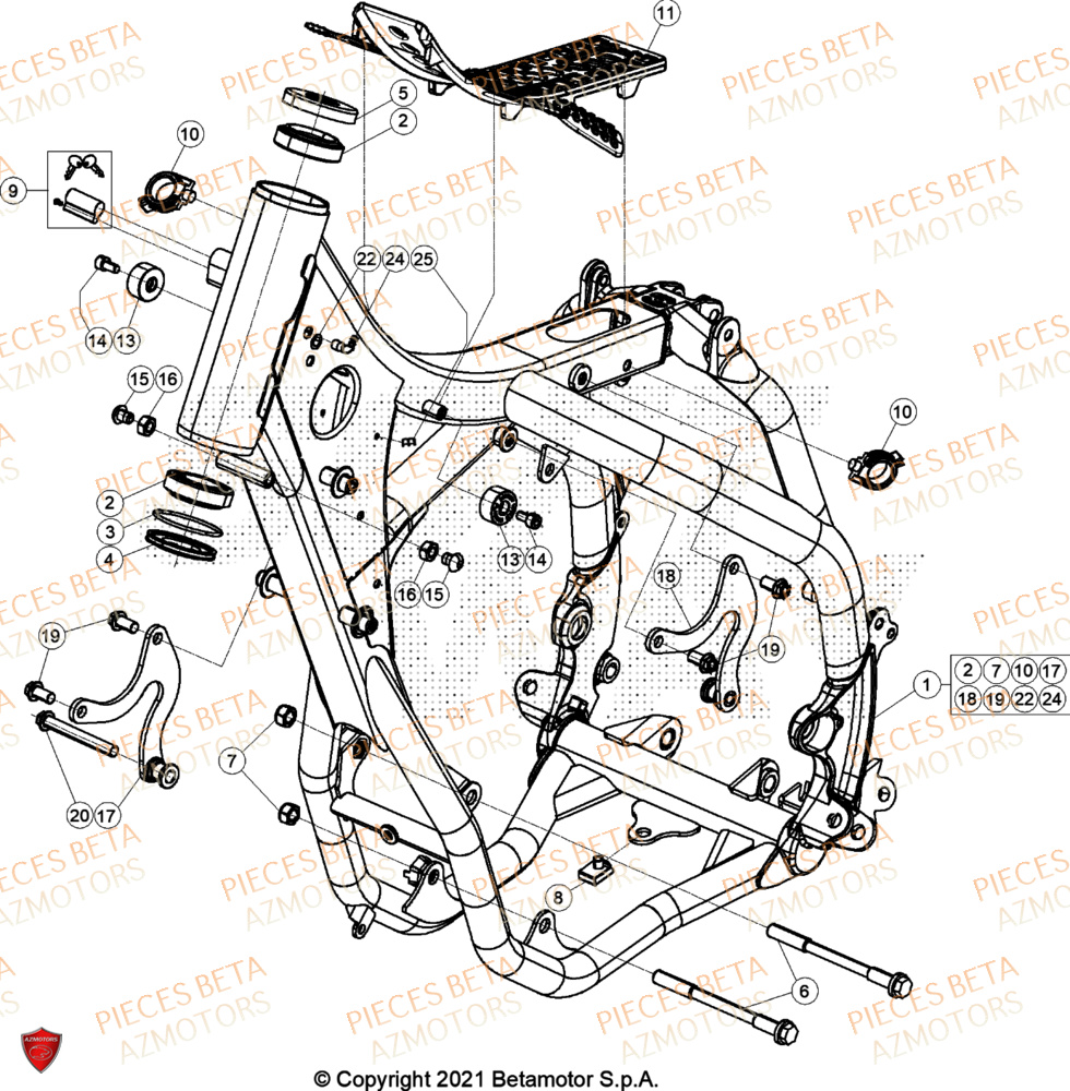 Chassis AZMOTORS Pieces BETA ENDURO RR 300 2T RACING - (2024)