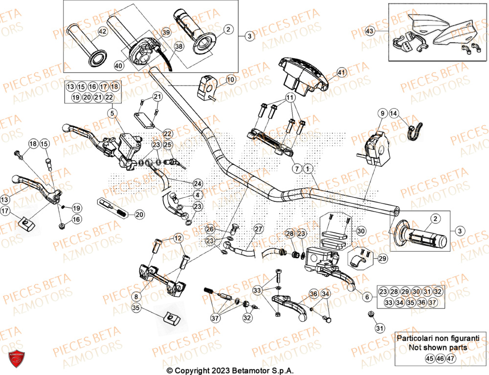 Commandes Guidon AZMOTORS Pieces BETA ENDURO RR 300 2T RACING - (2024)