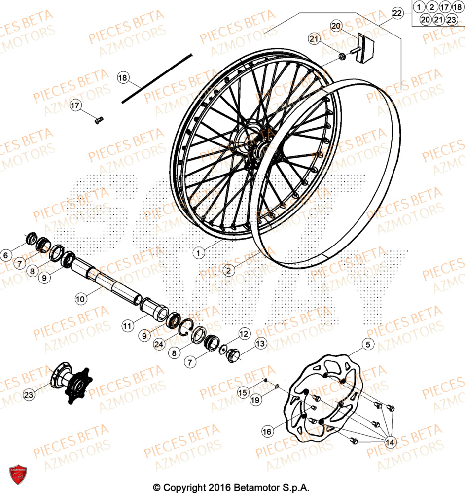 Roue Avant AZMOTORS Pieces BETA ENDURO RR 300 2T RACING - (2024)