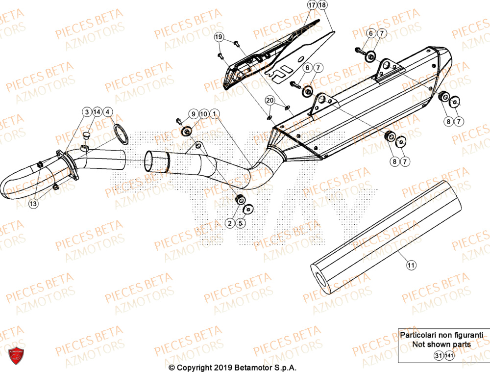 Echappement AZMOTORS Pieces BETA ENDURO RR 350 4T - (2024)