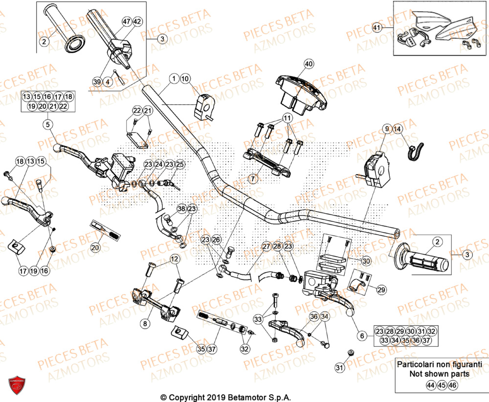 Commandes Guidon AZMOTORS Pieces BETA ENDURO RR 350 4T RACING - (2024)
