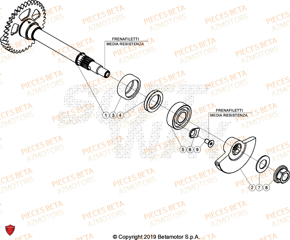 Vilbrequin Piston Contre Arbre AZMOTORS Pieces BETA ENDURO RR 350 4T RACING - (2024)

