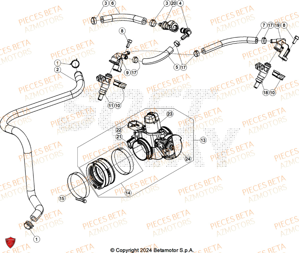 Groupe Injection AZMOTORS Pieces BETA ENDURO RR 390 4T RACING - (2024)

