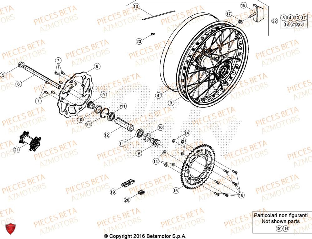 Roue Arriere AZMOTORS Pieces BETA ENDURO RR 430 4T - (2024)