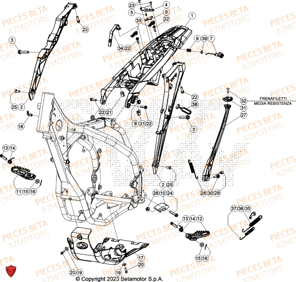 Accessoires De Chassis AZMOTORS Pieces BETA ENDURO RR 430 4T RACING - (2024)
