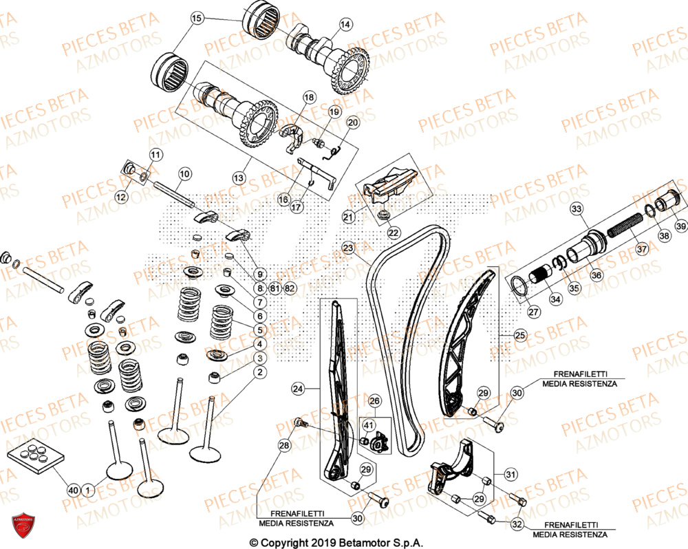 Distribution Soupapes AZMOTORS Pieces BETA ENDURO RR 430 4T RACING - (2024)
