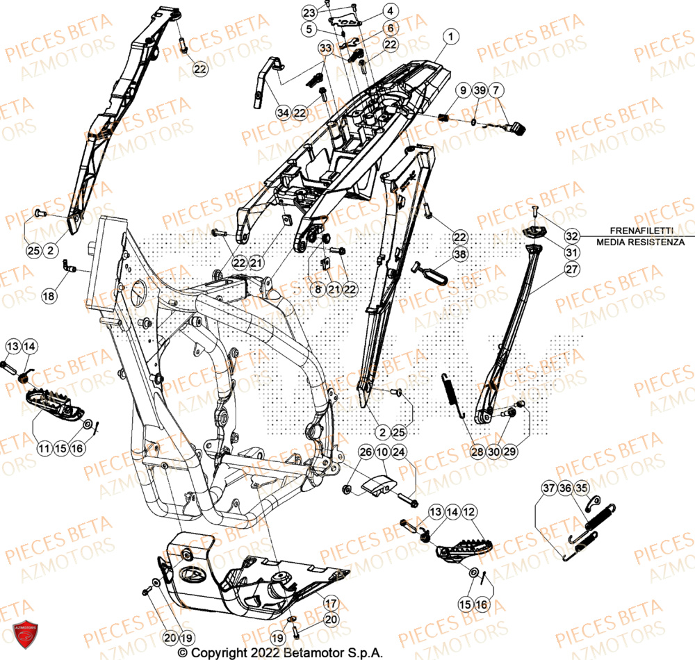 Accessoires De Chassis AZMOTORS Pieces BETA ENDURO RR 480 4T - (2024)