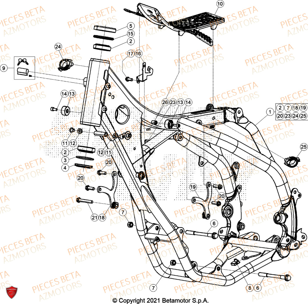 Chassis AZMOTORS Pieces BETA ENDURO RR 480 4T - (2024)