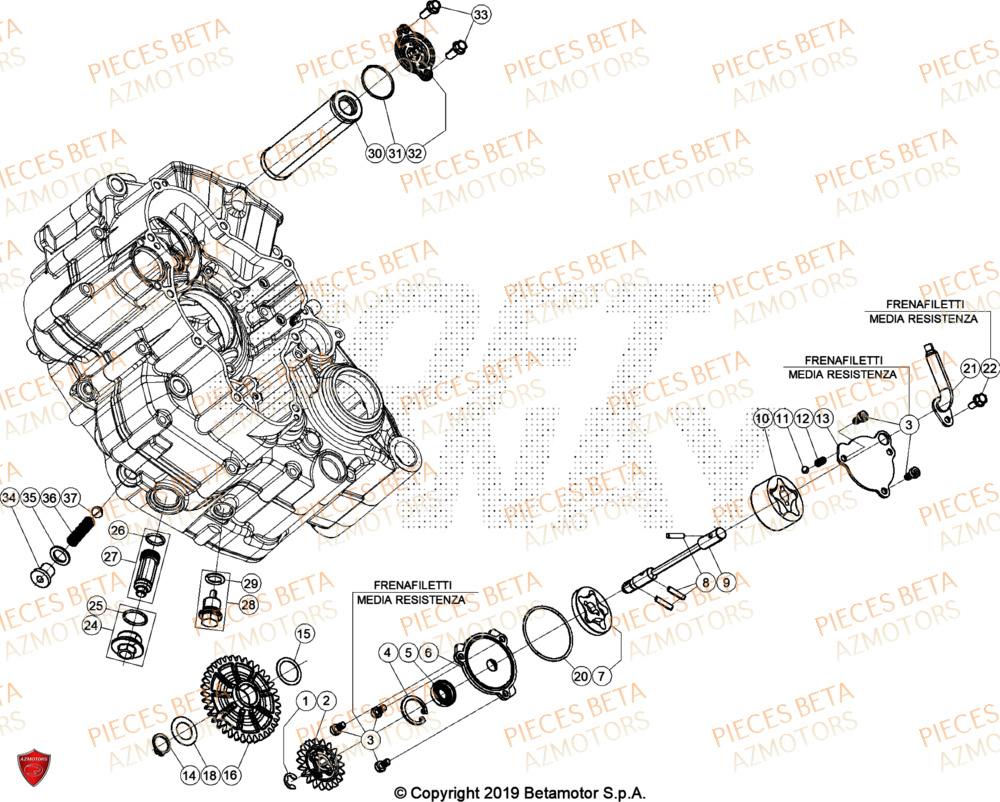 Circuit De Lubrification AZMOTORS Pieces BETA ENDURO RR 480 4T - (2024)
