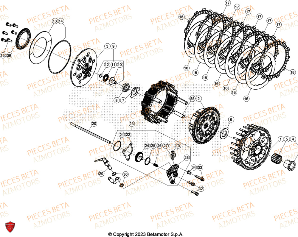Transmission Embrayage AZMOTORS Pieces BETA ENDURO RR 480 4T - (2024)