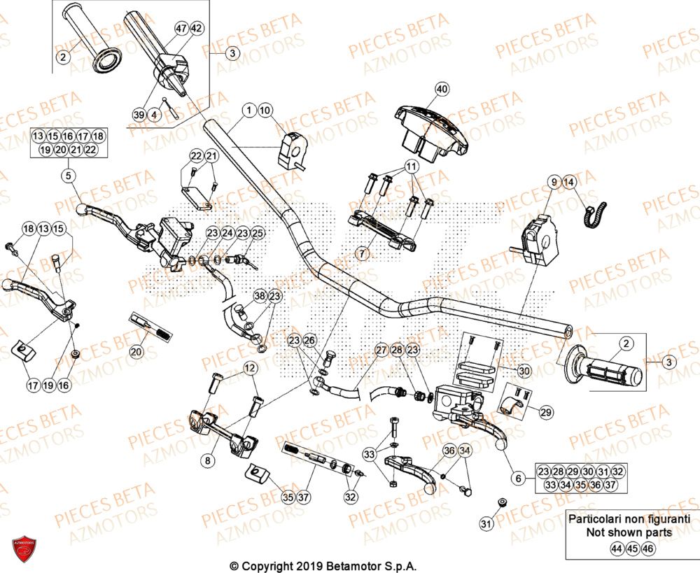 Commandes Guidon AZMOTORS Pieces BETA ENDURO RR 480 RACING 4T - (2024)
