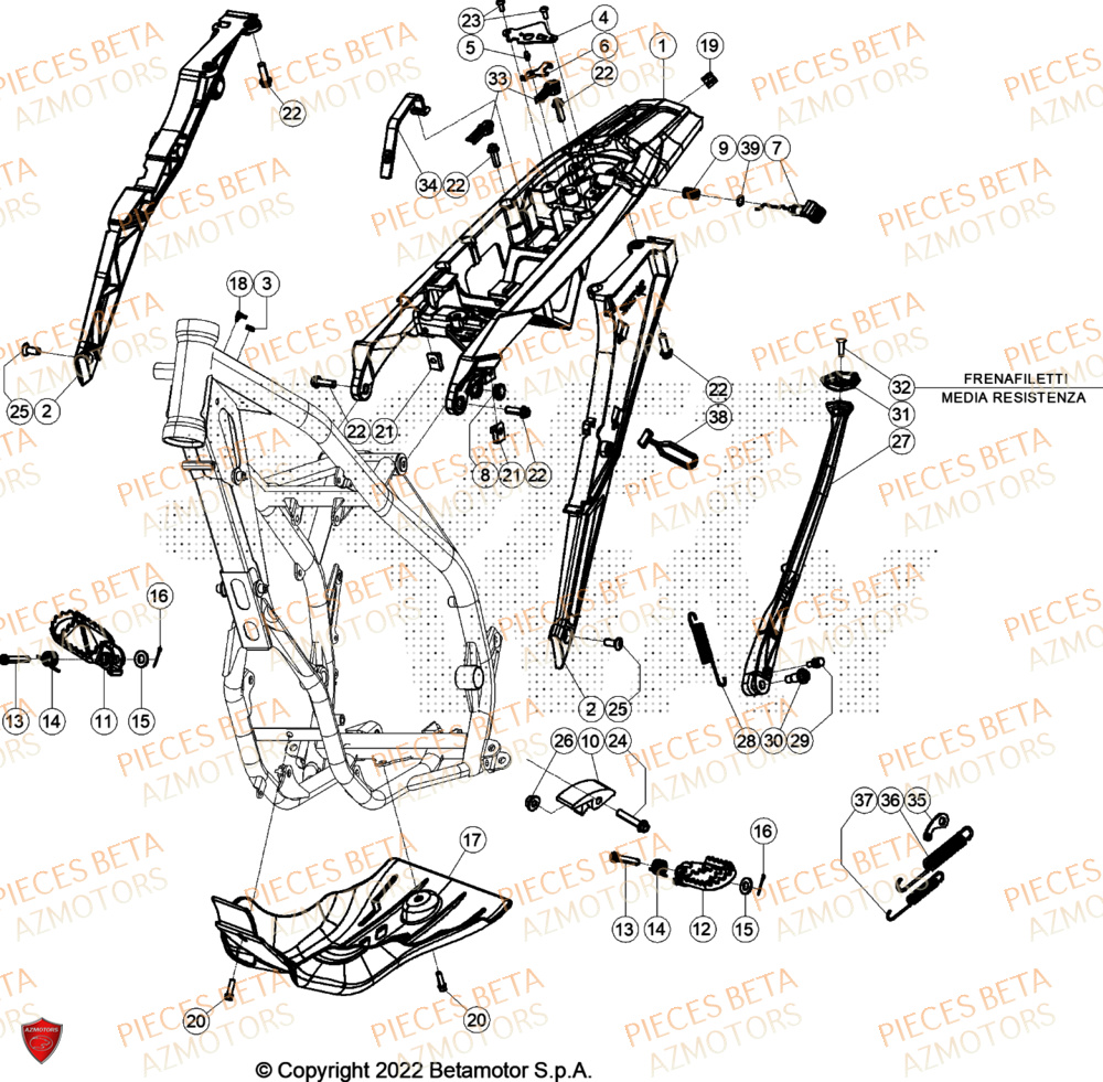 Accessoires De Chassis AZMOTORS Pieces BETA ENDURO XTRAINER 300 2T - (2024)