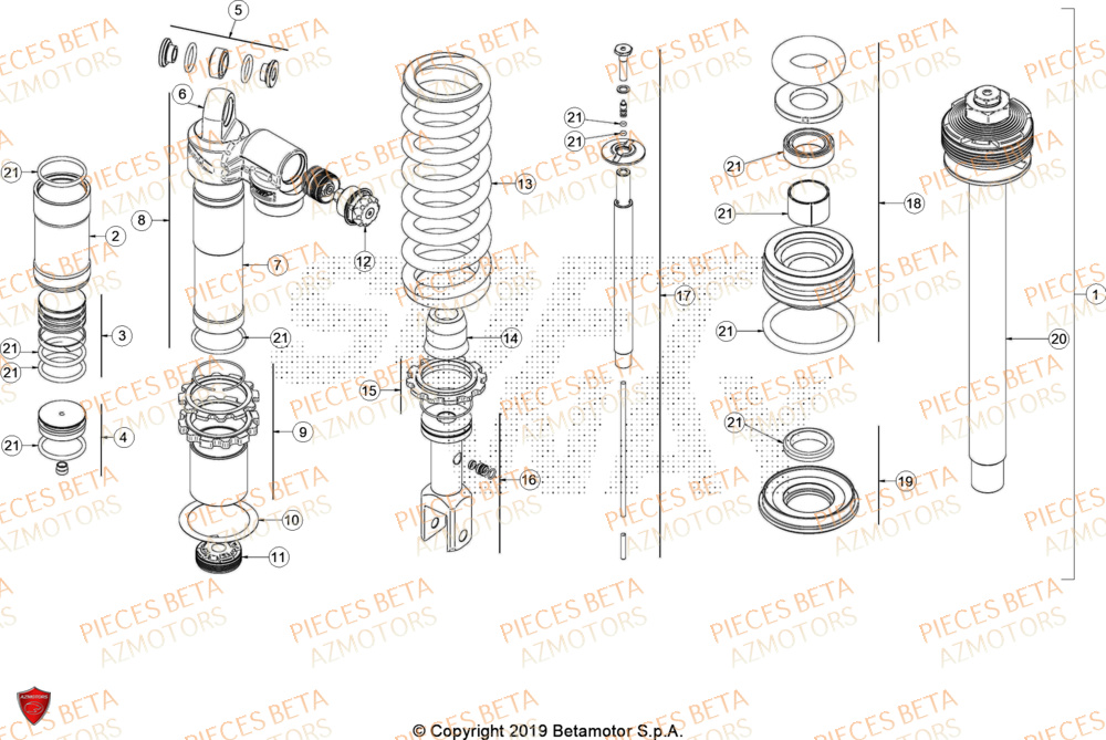 Amortisseur Au Detail AZMOTORS Pieces BETA ENDURO XTRAINER 300 2T - (2024)
