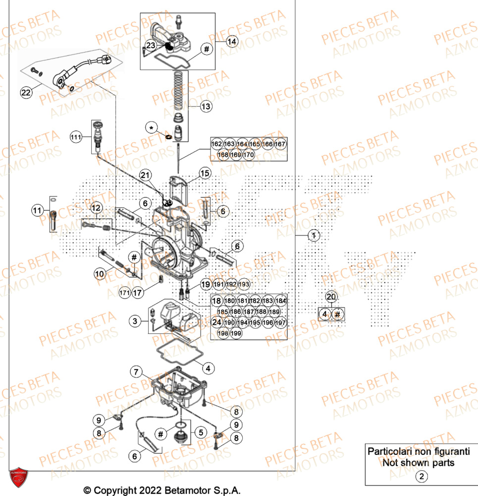 Carburateur AZMOTORS Pieces BETA ENDURO XTRAINER 300 2T - (2024)