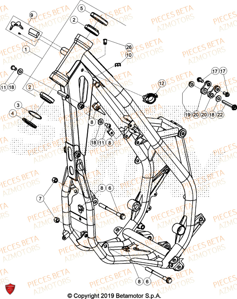 Chassis AZMOTORS Pieces BETA ENDURO XTRAINER 300 2T - (2024)