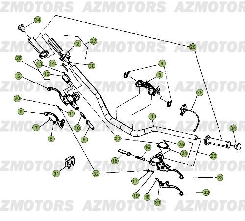 Commandes   Guidon AZMOTORS PiÃ¨ces BETA EVO-125cc 2T - [2012]