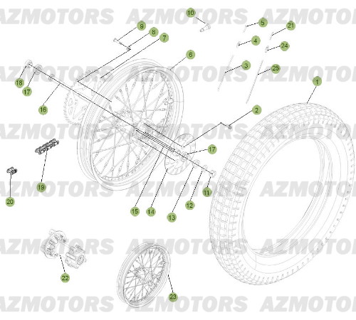 Roue Arriere AZMOTORS PiÃ¨ces BETA EVO-125cc 2T - [2012]