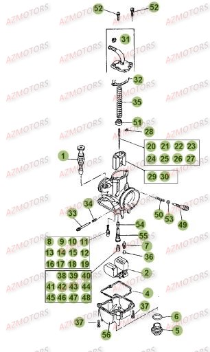 Detail Carburateur AZMOTORS PiÃ¨ces BETA EVO-125 2T - [2016]