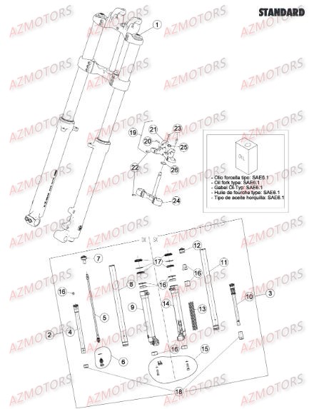Fourche AZMOTORS PiÃ¨ces BETA EVO-125 2T - [2016]