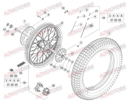 Roue Arriere AZMOTORS PiÃ¨ces BETA EVO-125 2T - [2016]