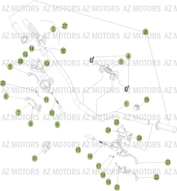 Commandes   Guidon AZMOTORS PiÃ¨ces BETA EVO-200 2T - [2013]