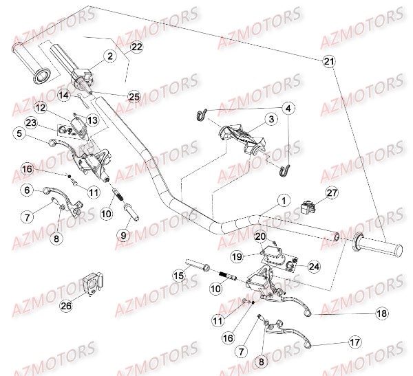 Commande Guidon AZMOTORS PiÃ¨ces BETA EVO-200 2T - [2015]