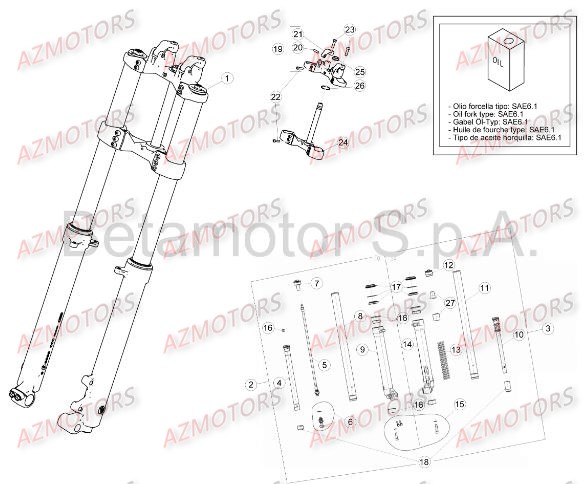 Fourche AZMOTORS PiÃ¨ces BETA EVO-200 2T - [2015]