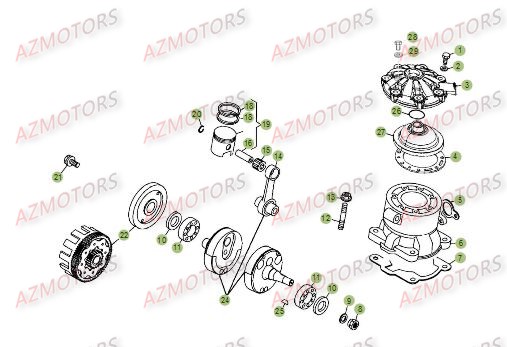 Vilebrequin Piston AZMOTORS PiÃ¨ces BETA EVO-200 2T - [2015]
