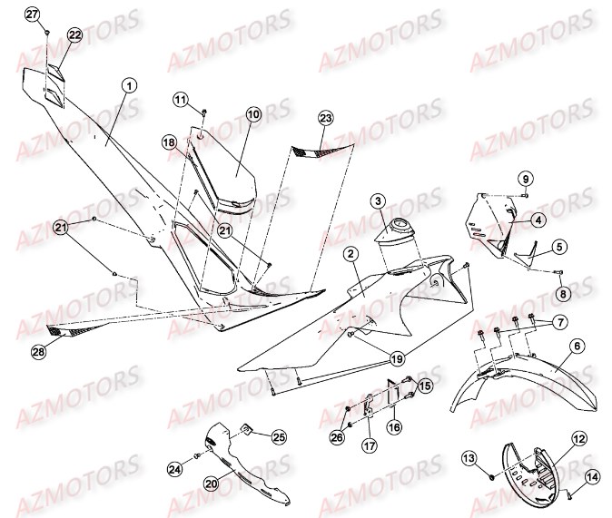 Carenages Reservoir Selle AZMOTORS PiÃ¨ces BETA EVO-200 2T - [2016]