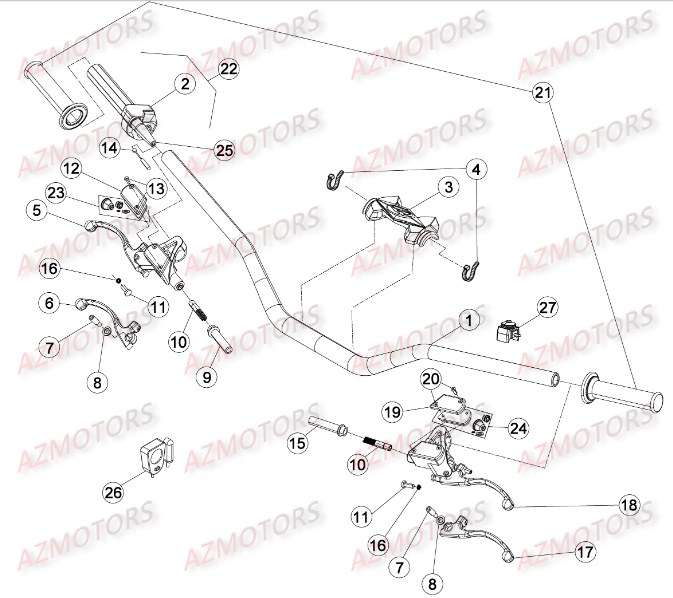 Commandes Guidon AZMOTORS PiÃ¨ces BETA EVO-200 2T - [2016]