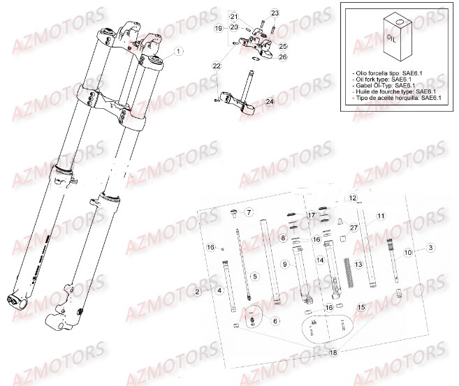 Fourche AZMOTORS PiÃ¨ces BETA EVO-200 2T - [2016]