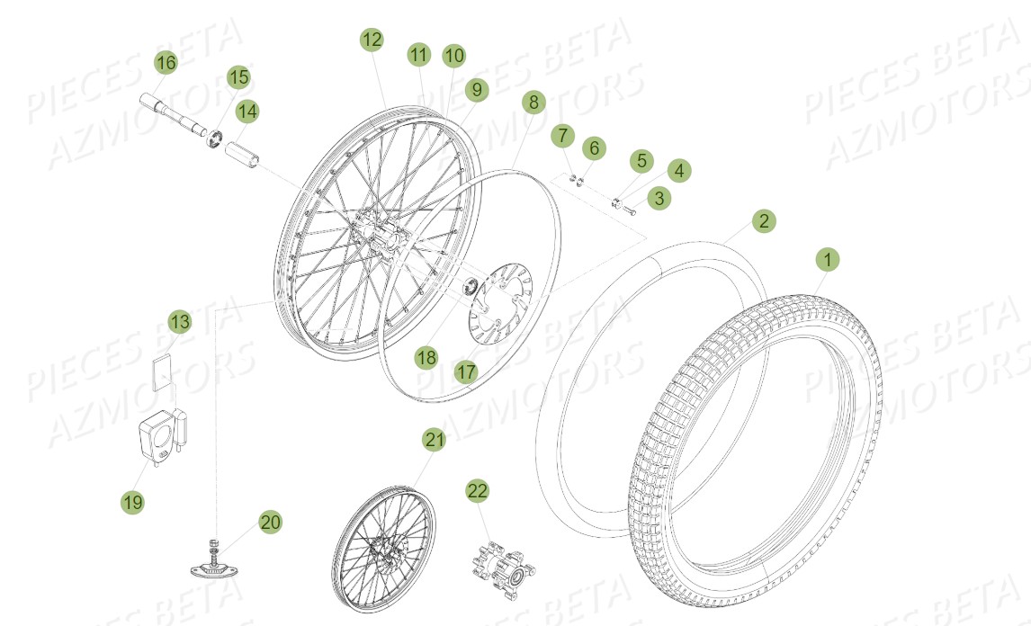 Roue Avant AZMOTORS PiÃ¨ces BETA EVO-200 2T (2011)