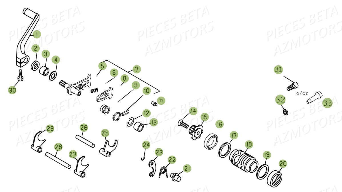 Selecteur De Boite A Vitesses AZMOTORS PiÃ¨ces BETA EVO-200 2T (2011)