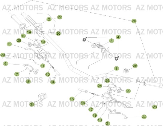 Commandes   Guidon AZMOTORS PiÃ¨ces BETA EVO-250 2T - [2013]