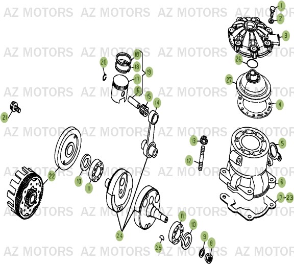 Vilebrequin Piston Contrearbre AZMOTORS PiÃ¨ces BETA EVO-250 2T - [2011]